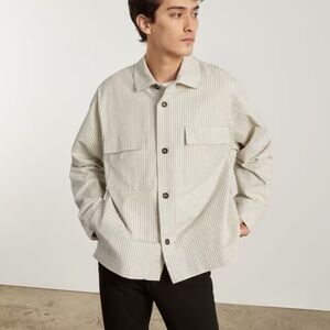 NEW EVERLANE The Everyone Spring Shirt Jacket‎ Navy Stripe Size Small = Men’s XS